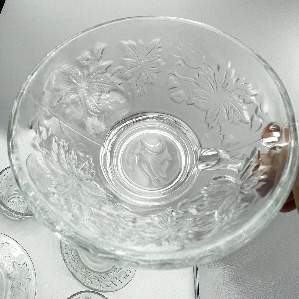 Vintage 1980s Princess House Fantasia Cup & Saucer Clear Crystal Set of 3